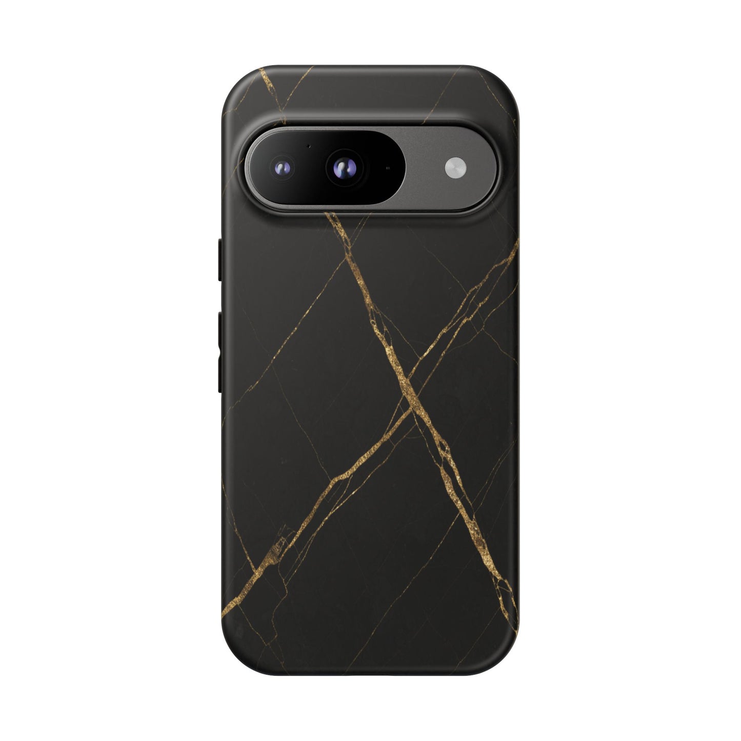 Black Marble Phone Case with Gold Veins – Luxury Minimal Aesthetic Tough Case