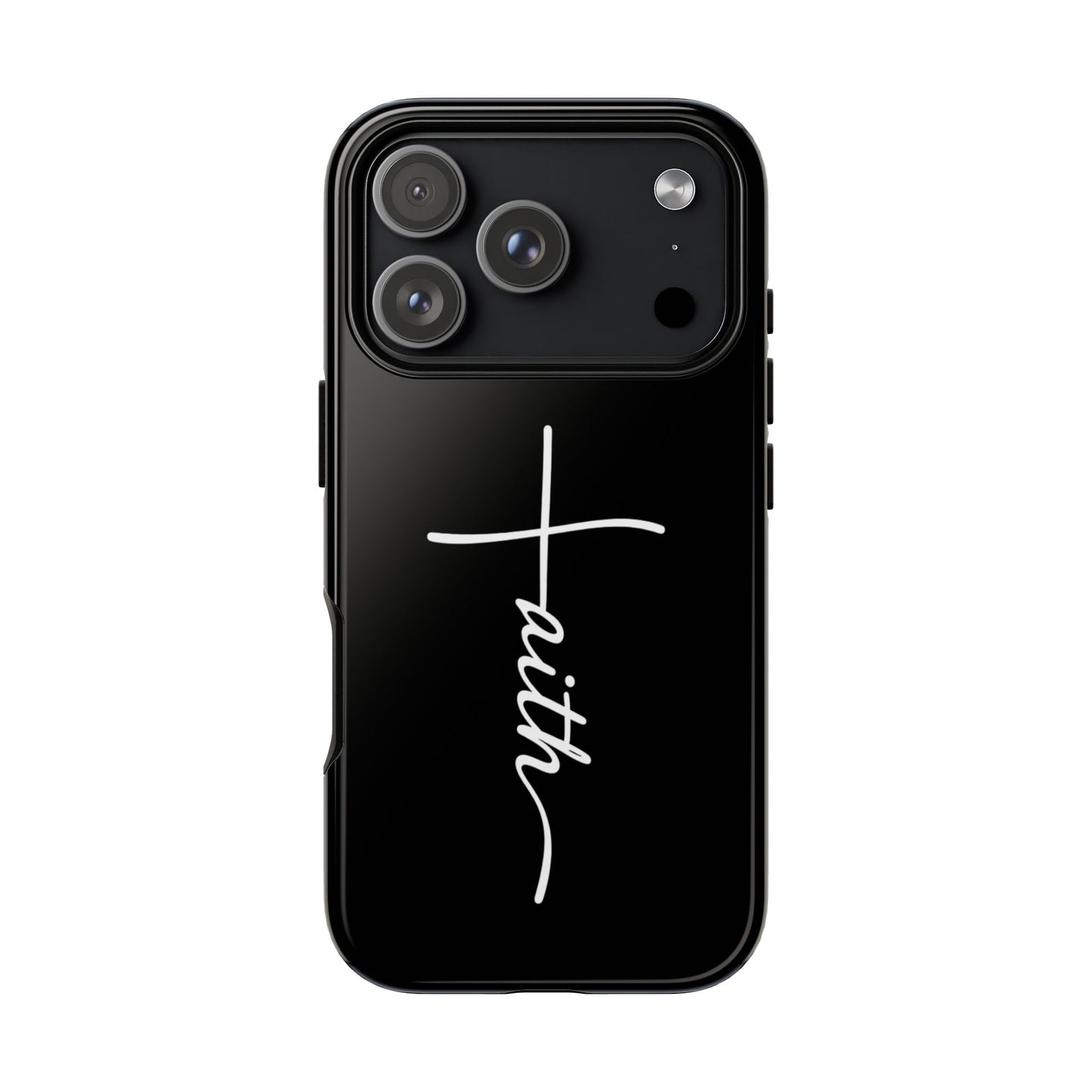 Faith Cross Phone Case, Christian Aesthetic Minimalist Black Matte Case, Religious Gift iPhone Samsung Cover