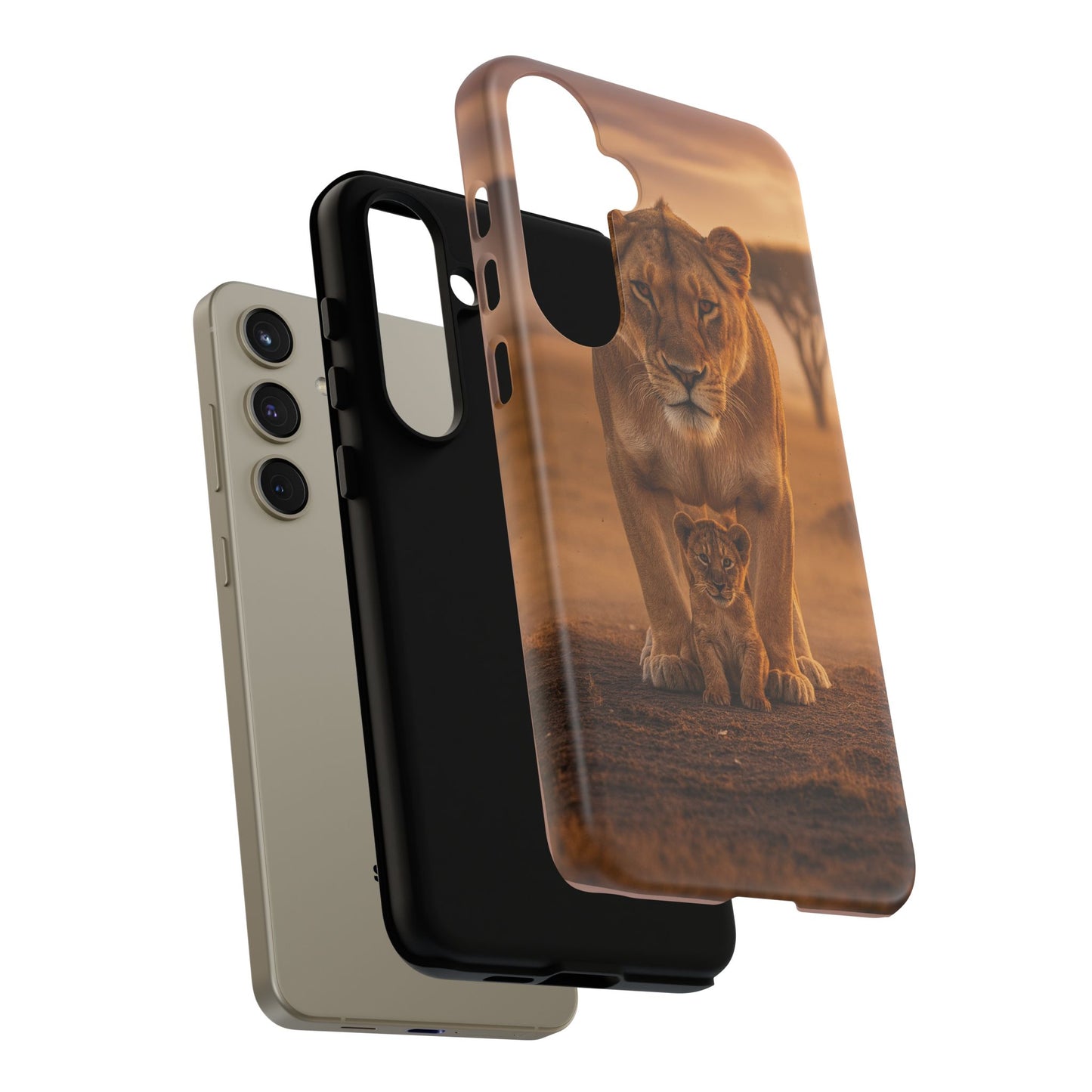 Lioness & Cub Phone Case | Safari Wildlife Tough Case for iPhone & Samsung