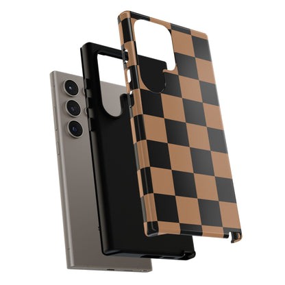 Brown Checkerboard Phone Case | Aesthetic Tough Protective Case