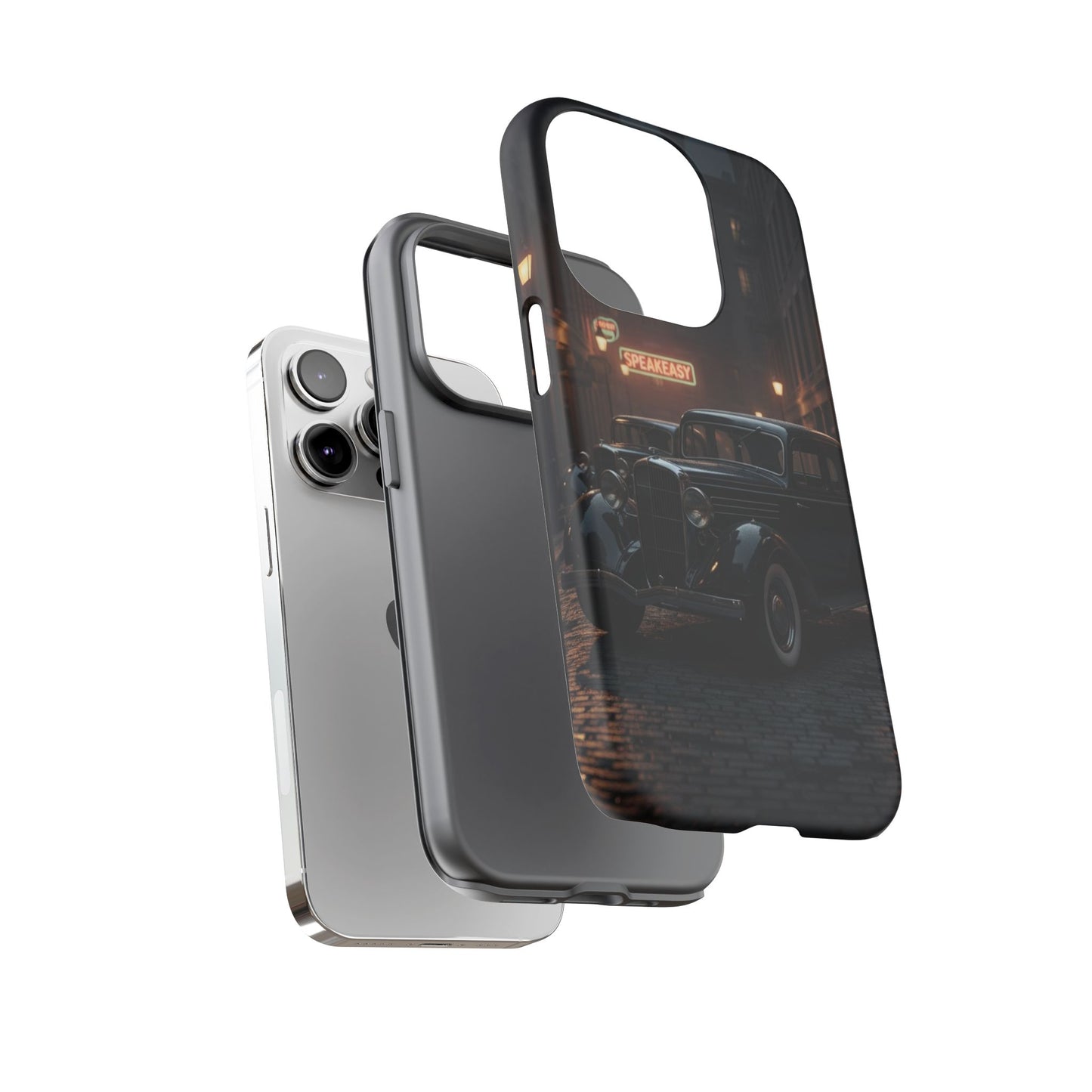 Vintage Classic Car Phone Case | Retro Noir Aesthetic | 1930s Street Scene Tough Case for iPhone & Samsung