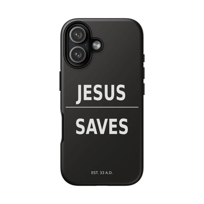 Jesus Saves Phone Case Christian Religious Minimalist Black Tough Cover