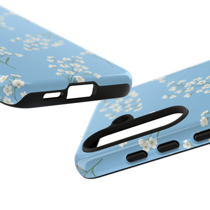 Baby’s Breath Floral Phone Case – Blue Minimal Flower Aesthetic Tough Case