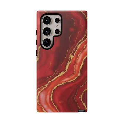 Red Agate Marble Phone Case – Gold Vein Luxury Stone Tough Case (iPhone, Samsung, Pixel)