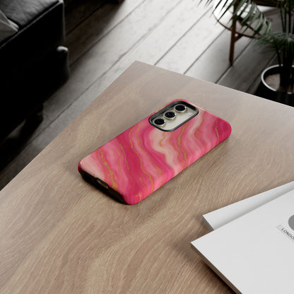 Pink Marble Phone Case | Rose Gold Swirl Aesthetic Tough Protective Case