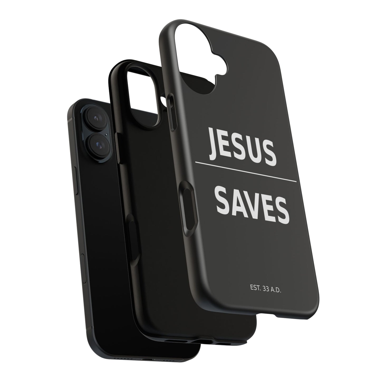 Jesus Saves Phone Case Christian Religious Minimalist Black Tough Cover
