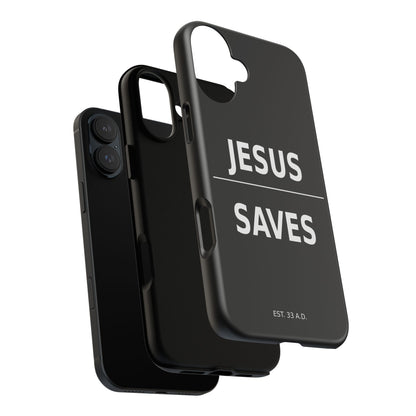 Jesus Saves Phone Case Christian Religious Minimalist Black Tough Cover