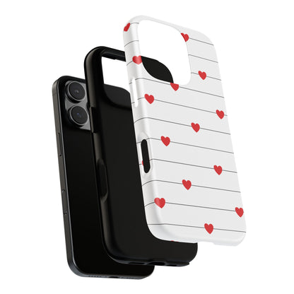 Red Heart Stripe iPhone Case | Tough Shockproof Love Aesthetic Cover