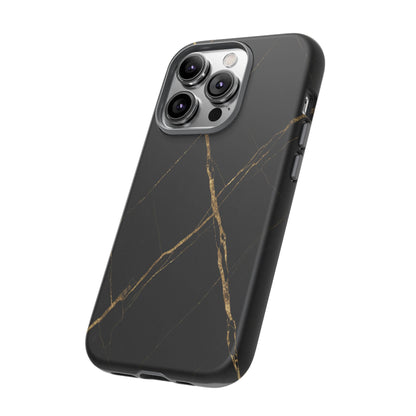 Black Marble Phone Case with Gold Veins | Minimal Luxury Tough Case