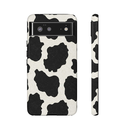Black & White Cow Print Phone Case | Western Aesthetic iPhone & Samsung Tough Case