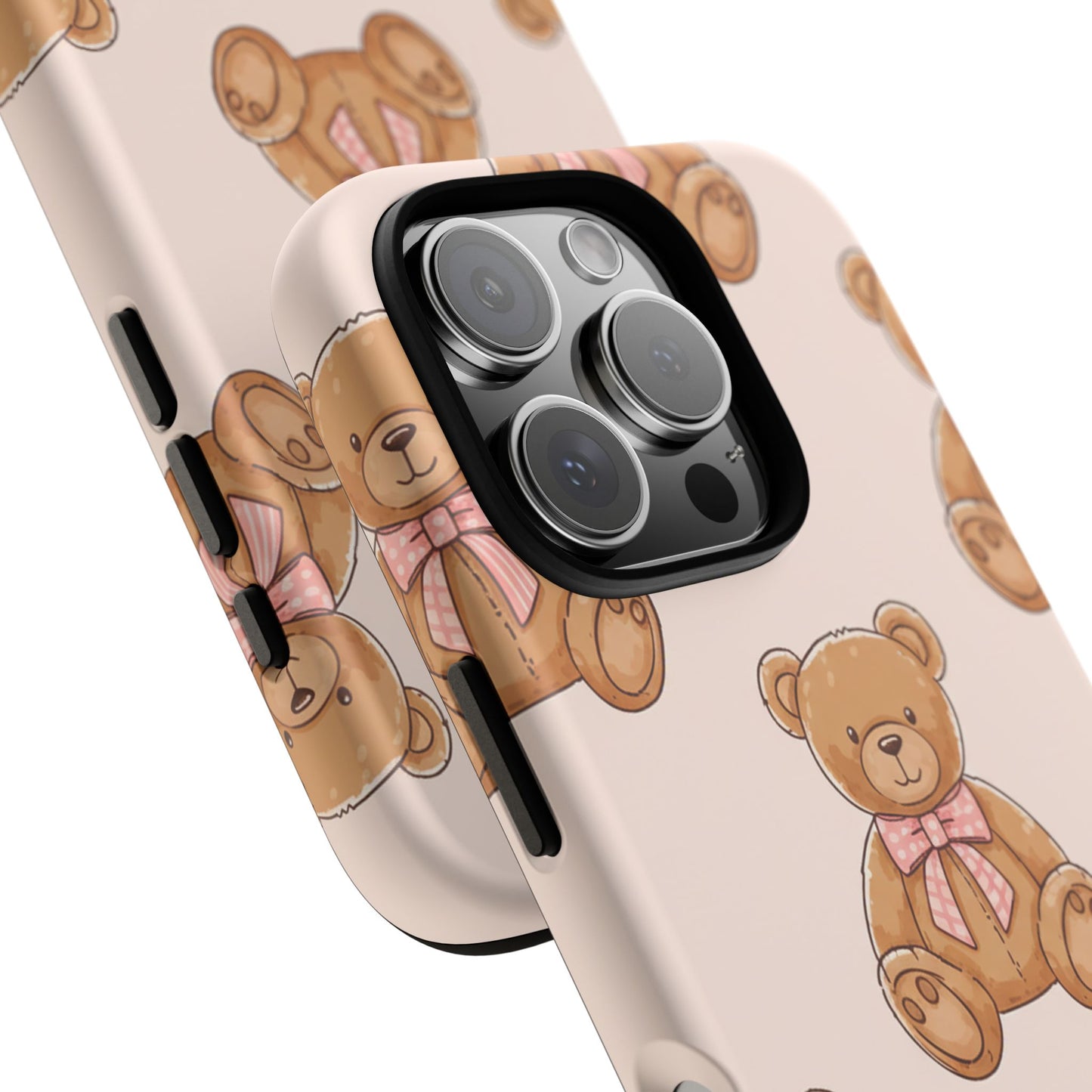 Teddy Bear Phone Case | Cute Coquette Aesthetic Pink Bear Pattern Case | Kawaii Soft Girl iPhone & Samsung Tough Protective Case