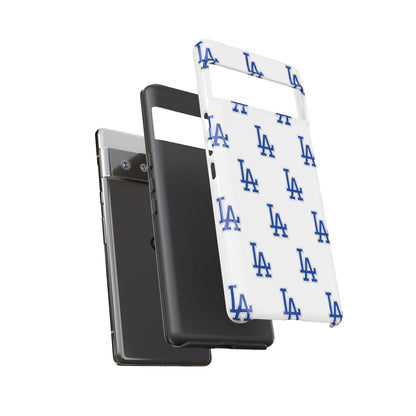 Blue LA Monogram Pattern Phone Case | Minimal Baseball Inspired Tough Cover