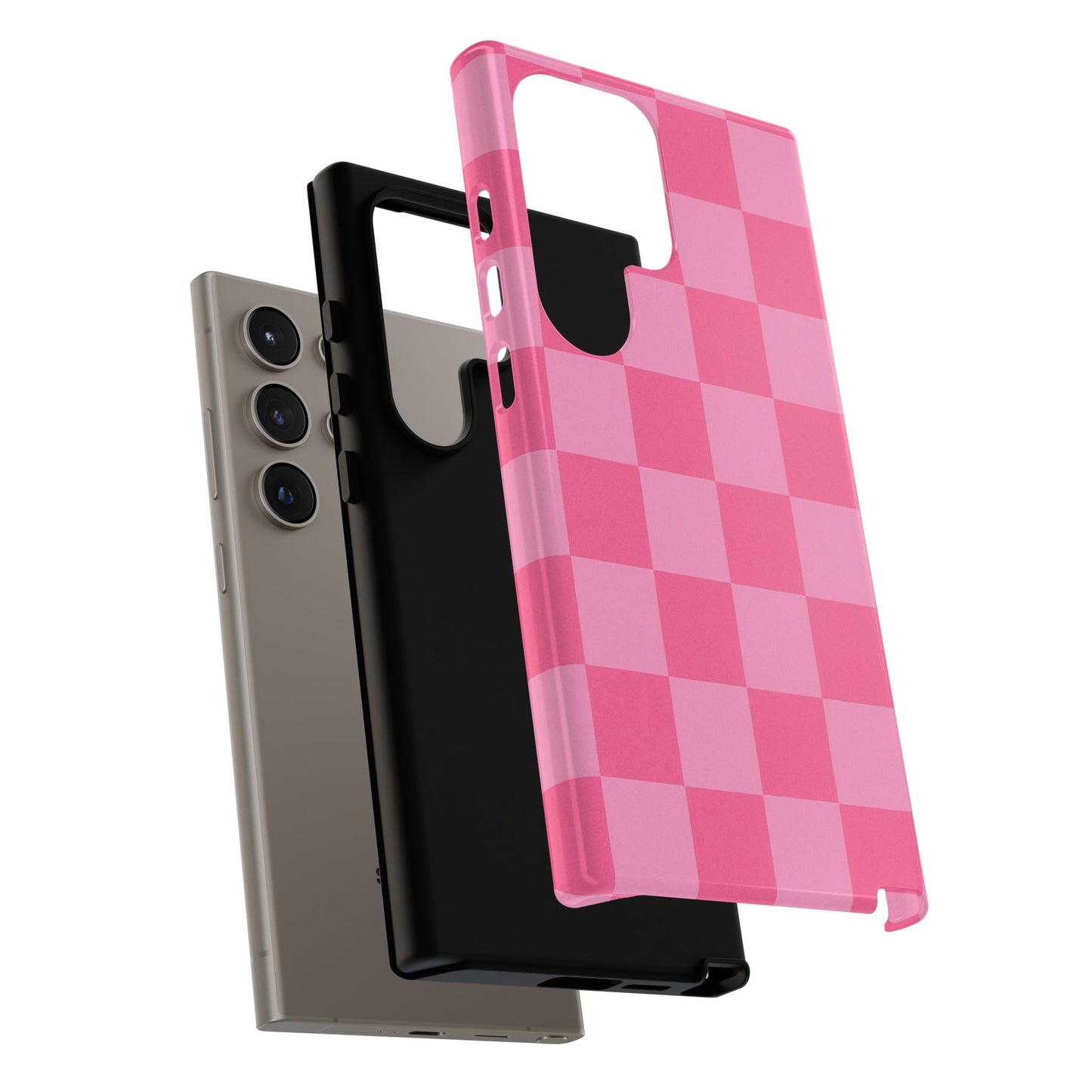 Pink Checkerboard Phone Case – Cute Aesthetic Tough Case for iPhone & Samsung