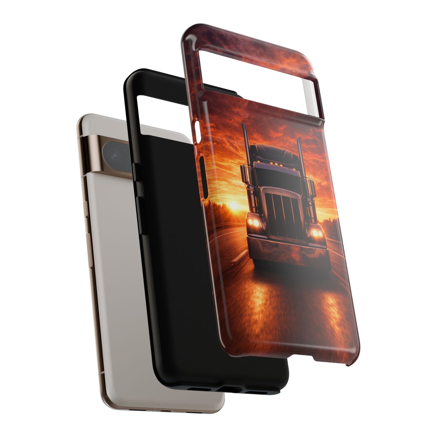 Big Rig Truck Phone Case Sunset Highway Semi Truck iPhone Samsung Cover