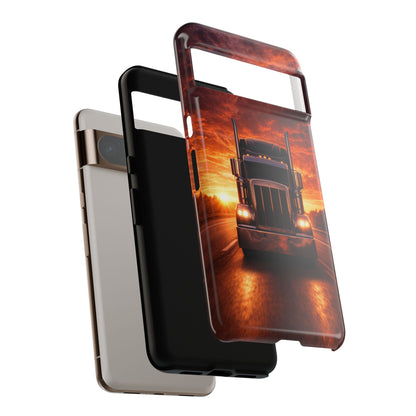 Big Rig Truck Phone Case Sunset Highway Semi Truck iPhone Samsung Cover