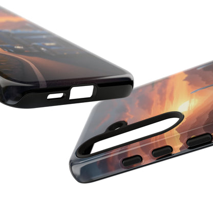 Semi Truck Sunset Phone Case | Trucker Gift | Diesel Truck Highway Road iPhone & Samsung Tough Protective Case