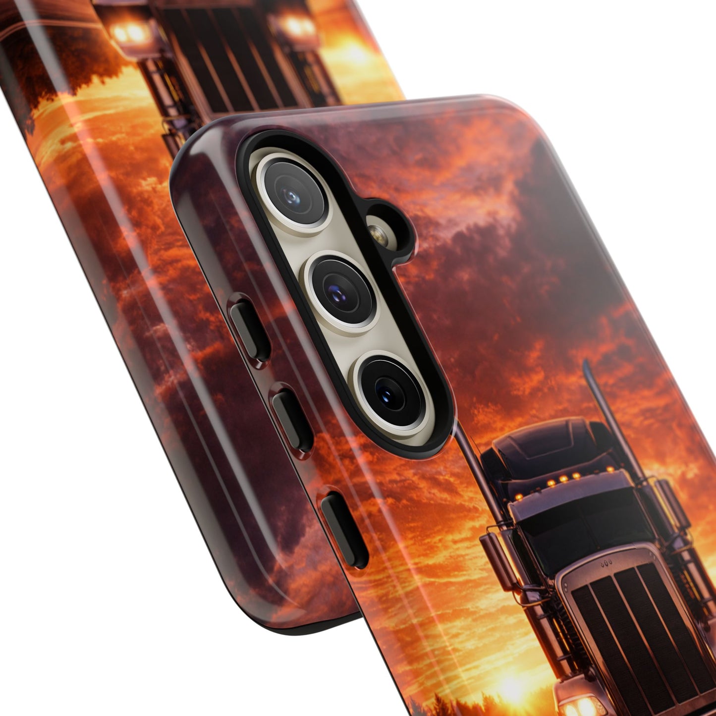 Big Rig Truck Phone Case Sunset Highway Semi Truck iPhone Samsung Cover