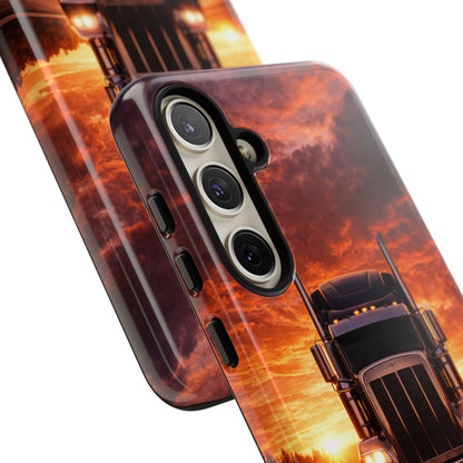 Big Rig Truck Phone Case Sunset Highway Semi Truck iPhone Samsung Cover