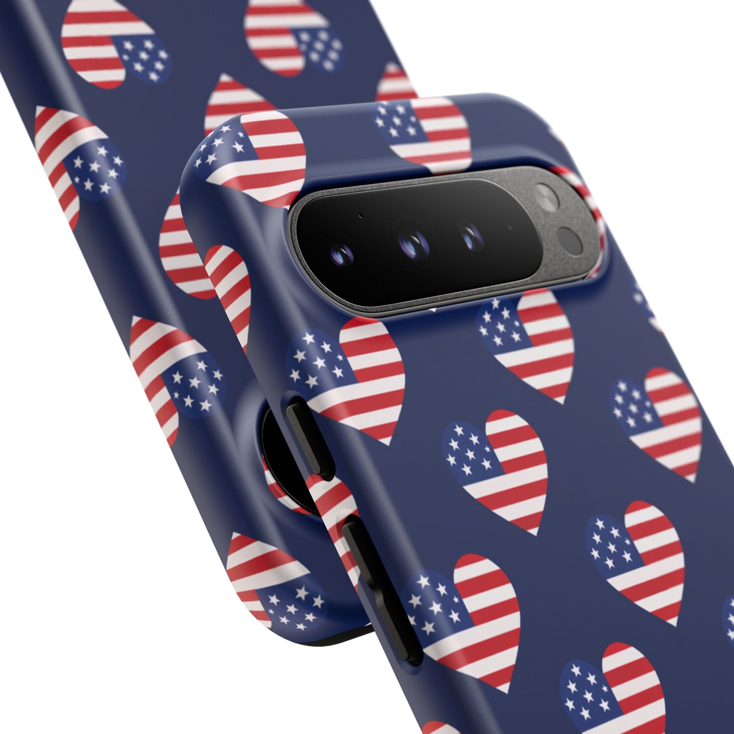 Patriotic American Flag Heart Phone Case – Tough Shockproof, USA Stars & Stripes for Iphone, Samsung Galaxy and Pixel