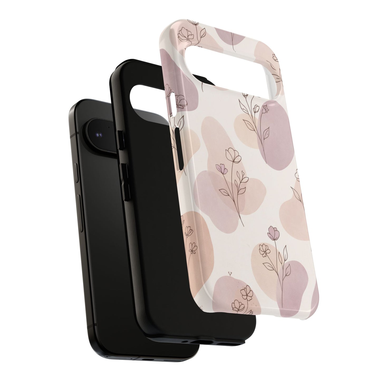 Blush Floral Phone Case Neutral Botanical Watercolor Tough Cover