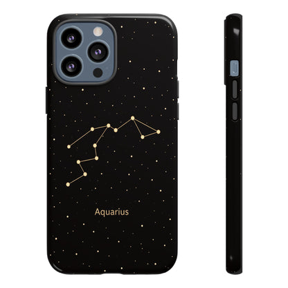 Aquarius Zodiac Constellation Phone Case – Luxe Gold Celestial Cover