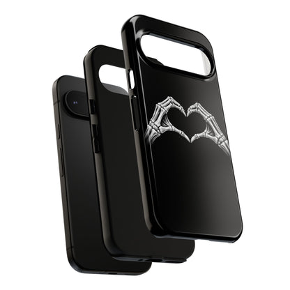 Skeleton Hands Heart Phone Case | Gothic Black Protective Cover