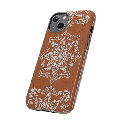 Talavera Terracotta Phone Case | Mexican Floral Pattern iPhone & Samsung Tough Case | Boho Clay Aesthetic Cover