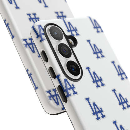 Blue LA Monogram Pattern Phone Case | Minimal Baseball Inspired Tough Cover