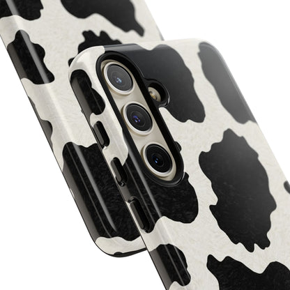 Black & White Cow Print Phone Case | Western Aesthetic iPhone & Samsung Tough Case