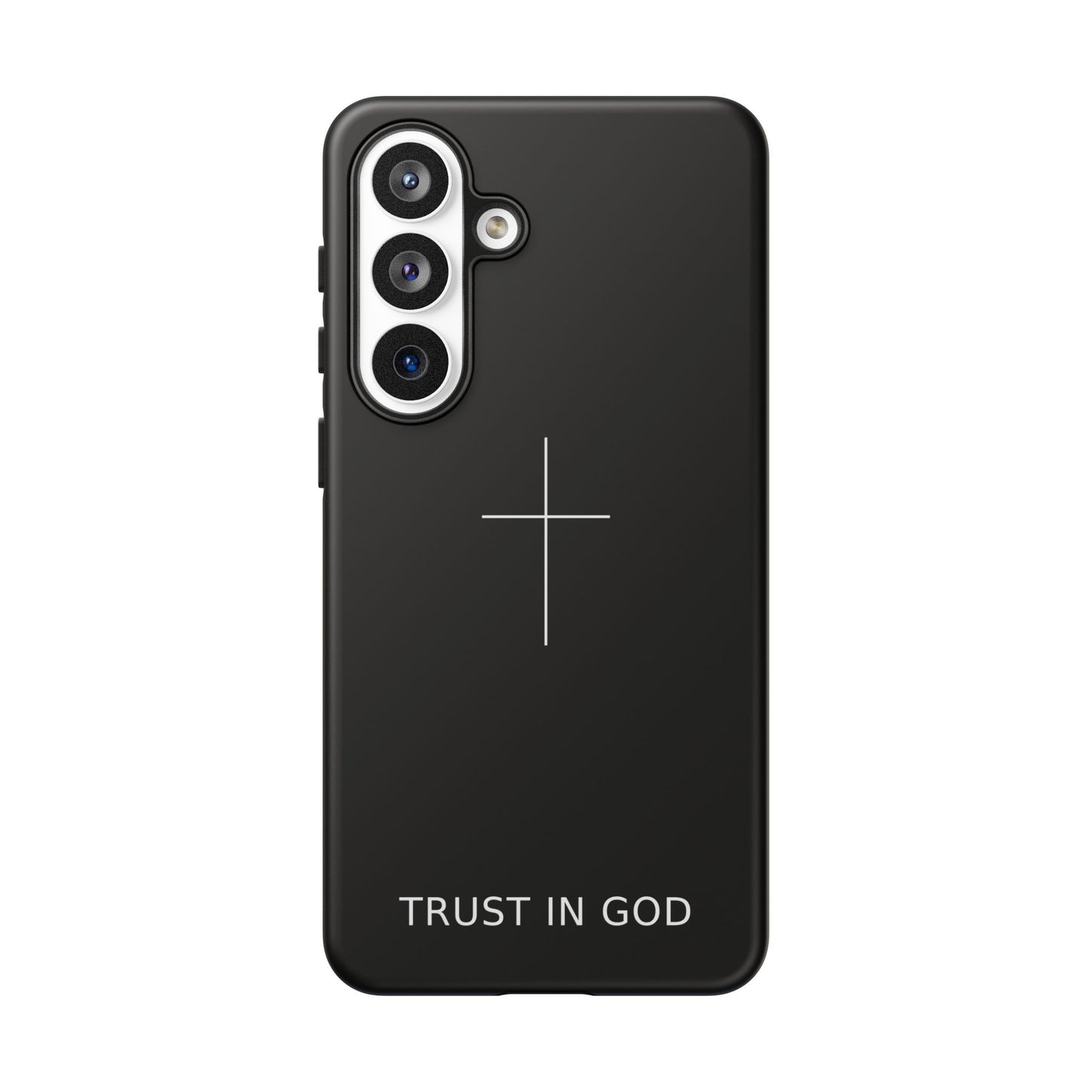 Trust in God Phone Case Minimal Cross Christian Black Tough Cover