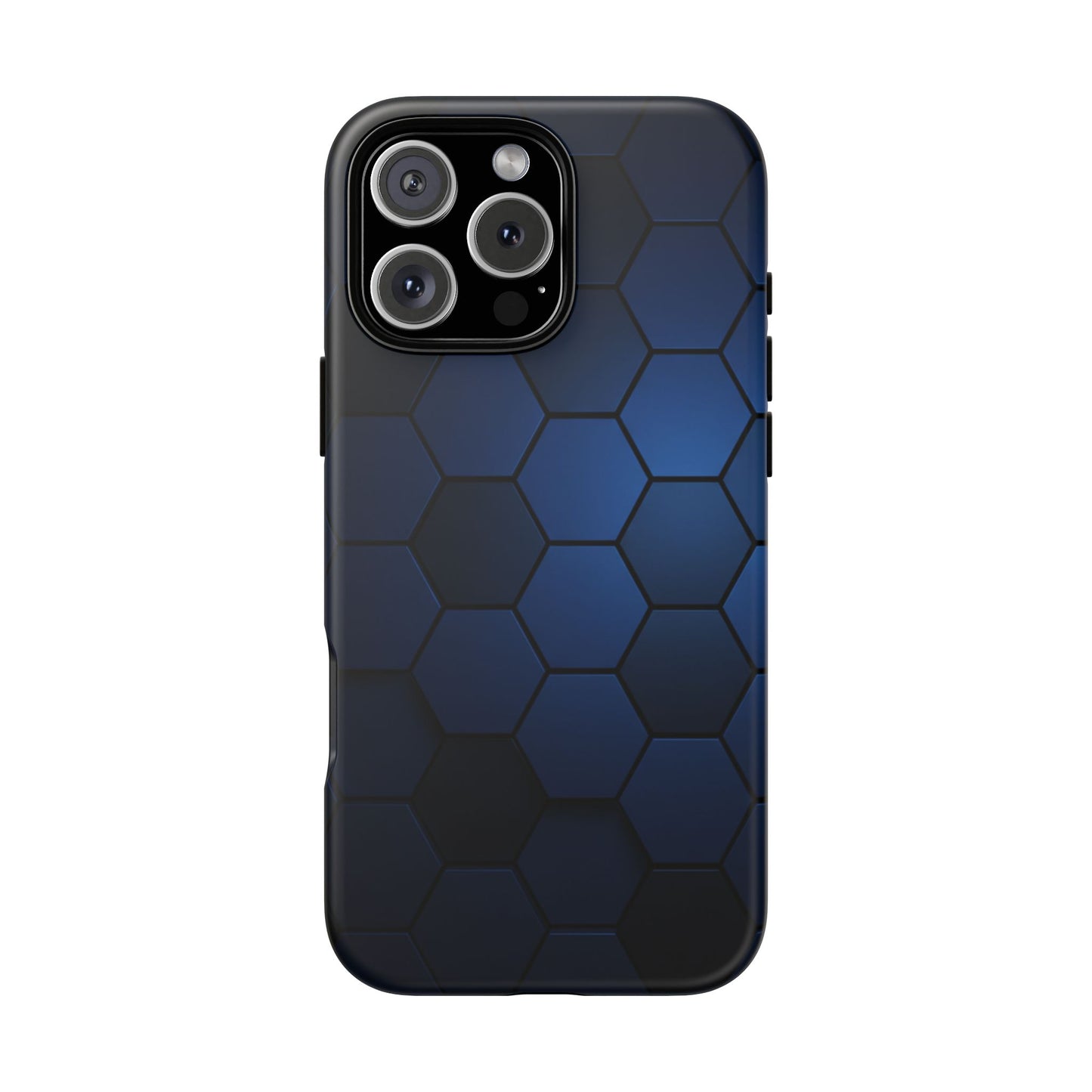 Blue Hexagon Gradient Phone Case | Honeycomb Geometric Tech Aesthetic | Minimalist Tough Case for iPhone & Samsung