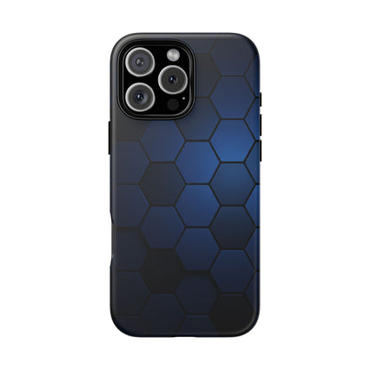 Blue Hexagon Gradient Phone Case | Honeycomb Geometric Tech Aesthetic | Minimalist Tough Case for iPhone & Samsung