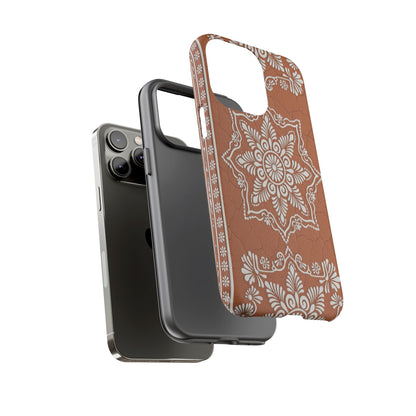 Talavera Terracotta Phone Case | Mexican Floral Pattern iPhone & Samsung Tough Case | Boho Clay Aesthetic Cover