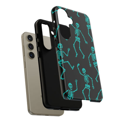Dancing Teal Skeletons Phone Case | Tough Protective Case for Iphone, Samsung Galaxy and Pixel