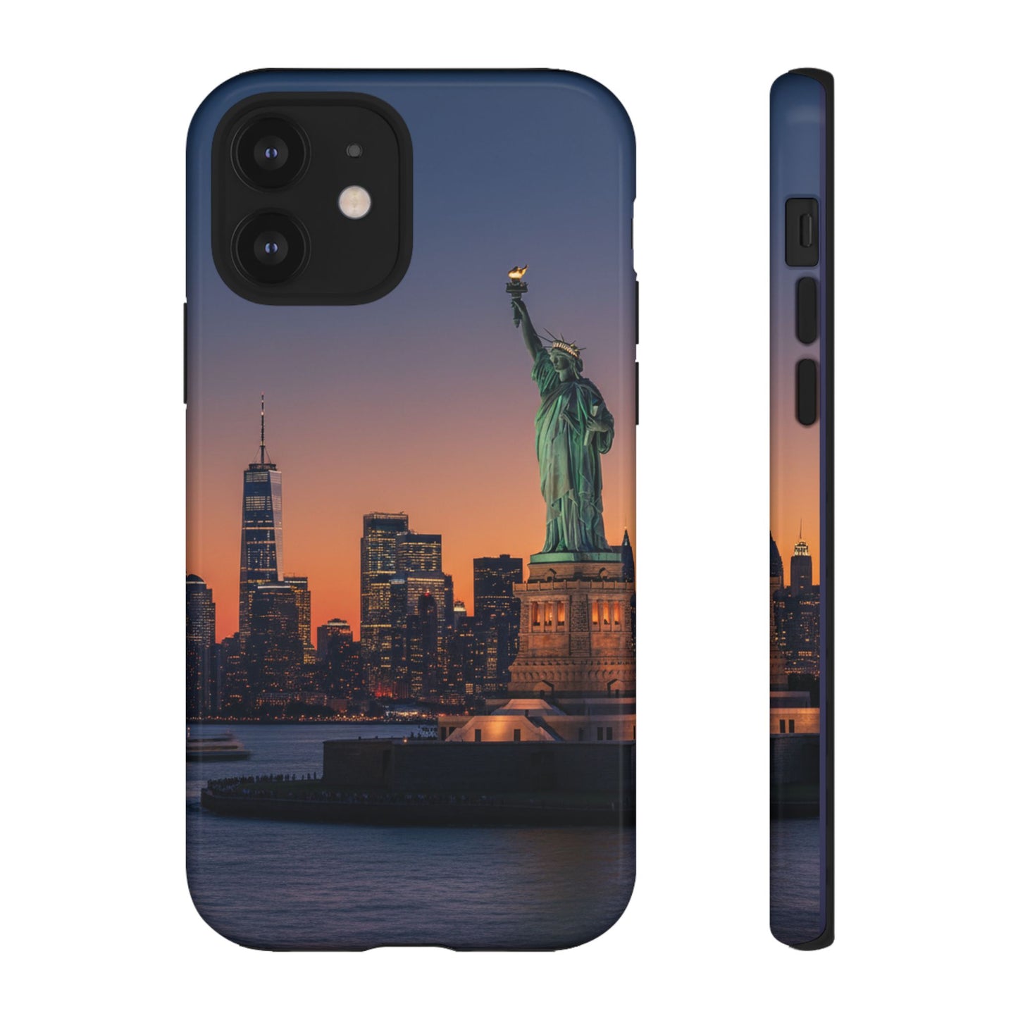 Statue of Liberty Sunset Phone Case – New York City Skyline Travel Aesthetic Tough Case
