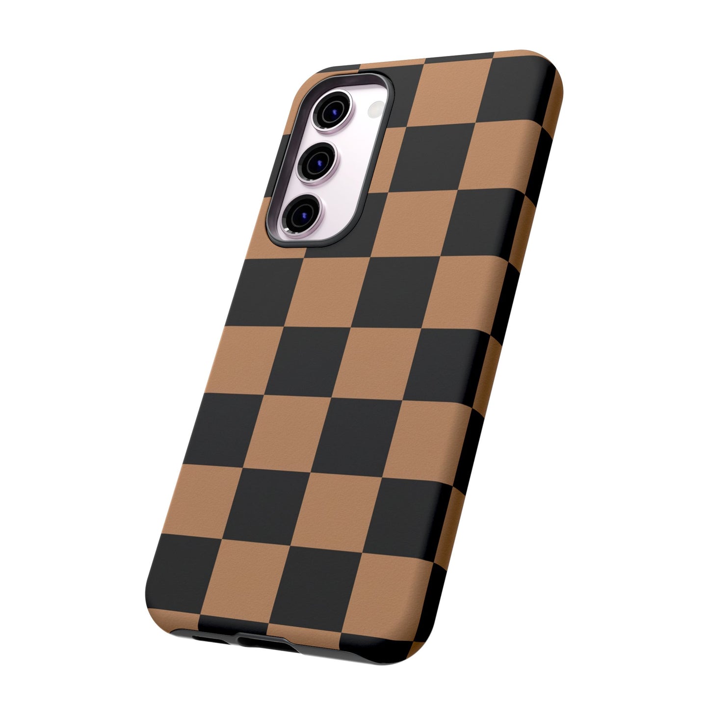 Brown Checkered Phone Case | Aesthetic Checkerboard iPhone & Samsung Tough Case