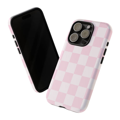 Pink Checkerboard Phone Case | Aesthetic Tough Protective Case
