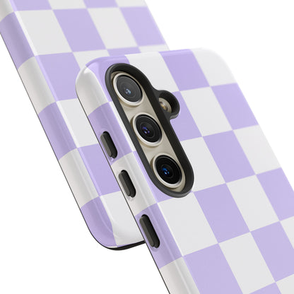 Lavender Checkerboard Phone Case | Pastel Aesthetic Checkered iPhone & Samsung Tough Case