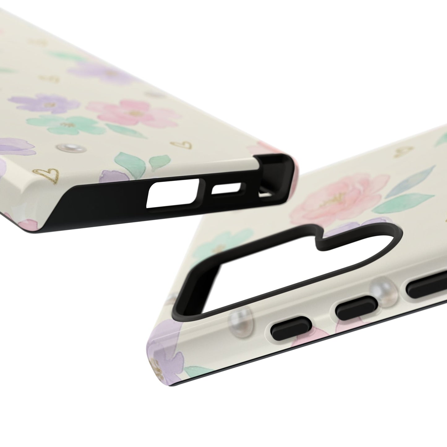 Pastel Floral Phone Case – Coquette Watercolor Flower Hearts Tough Case (iPhone, Samsung, Pixel)