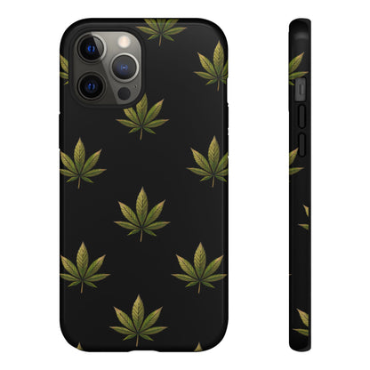 Cannabis Leaf Phone Case Green Weed Leaf Pattern Tough Protective Cover