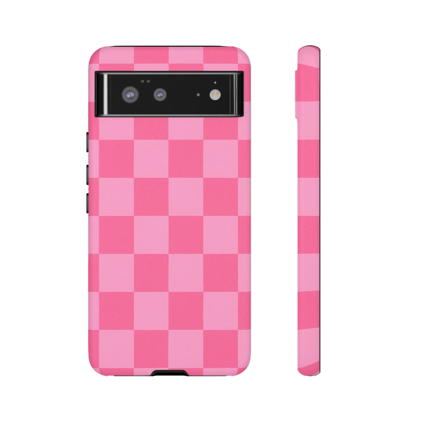 Pink Checkerboard Phone Case – Cute Aesthetic Tough Case for iPhone & Samsung