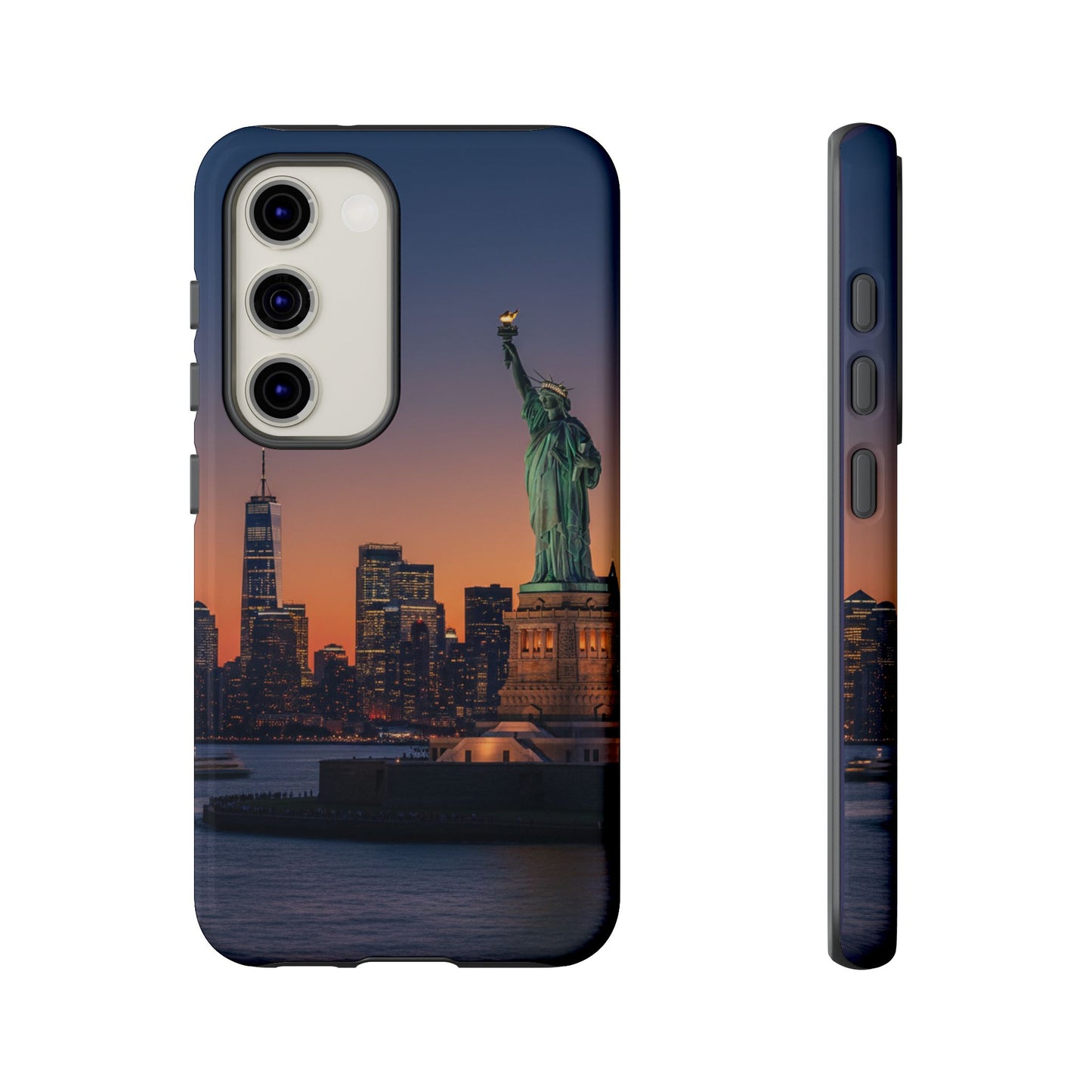 Statue of Liberty Sunset Phone Case – New York City Skyline Travel Aesthetic Tough Case