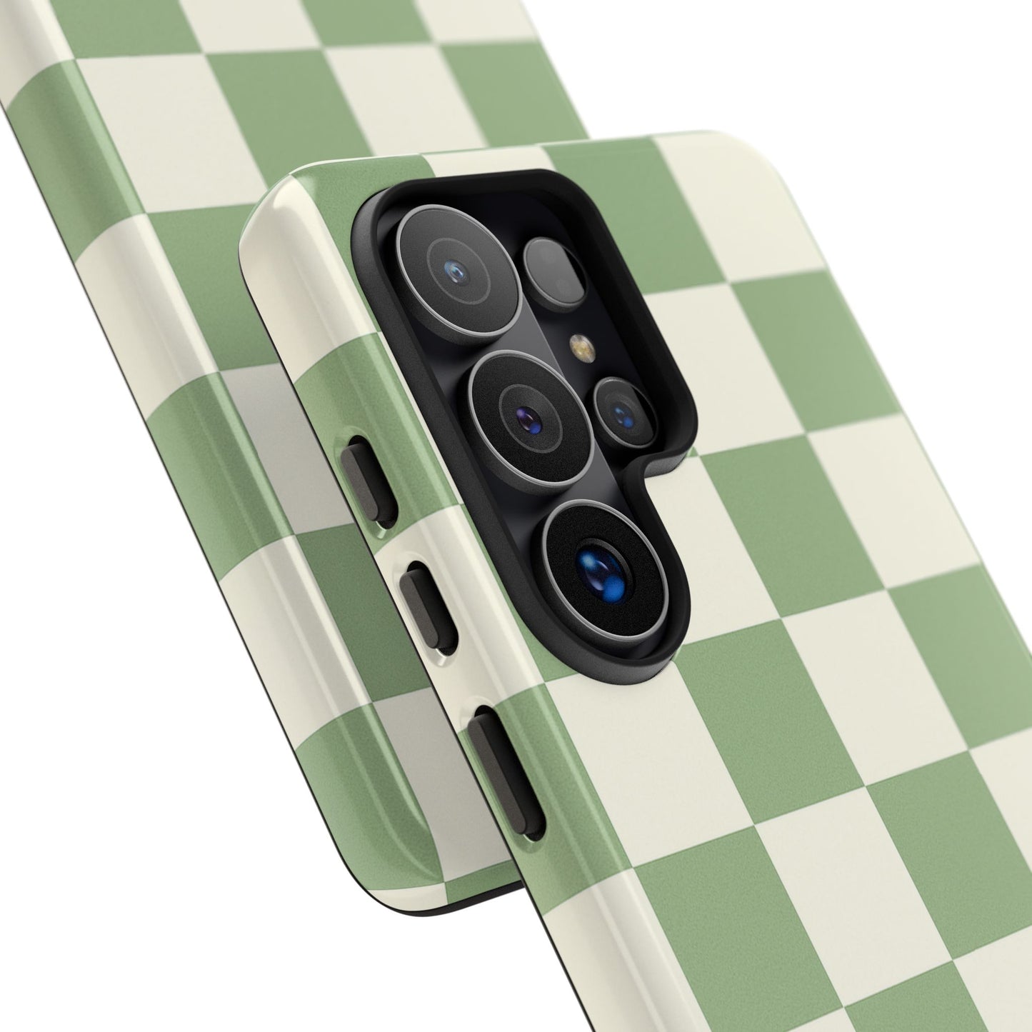 Sage Green Checkerboard Phone Case | Minimal Aesthetic Checkered iPhone & Samsung Tough Case