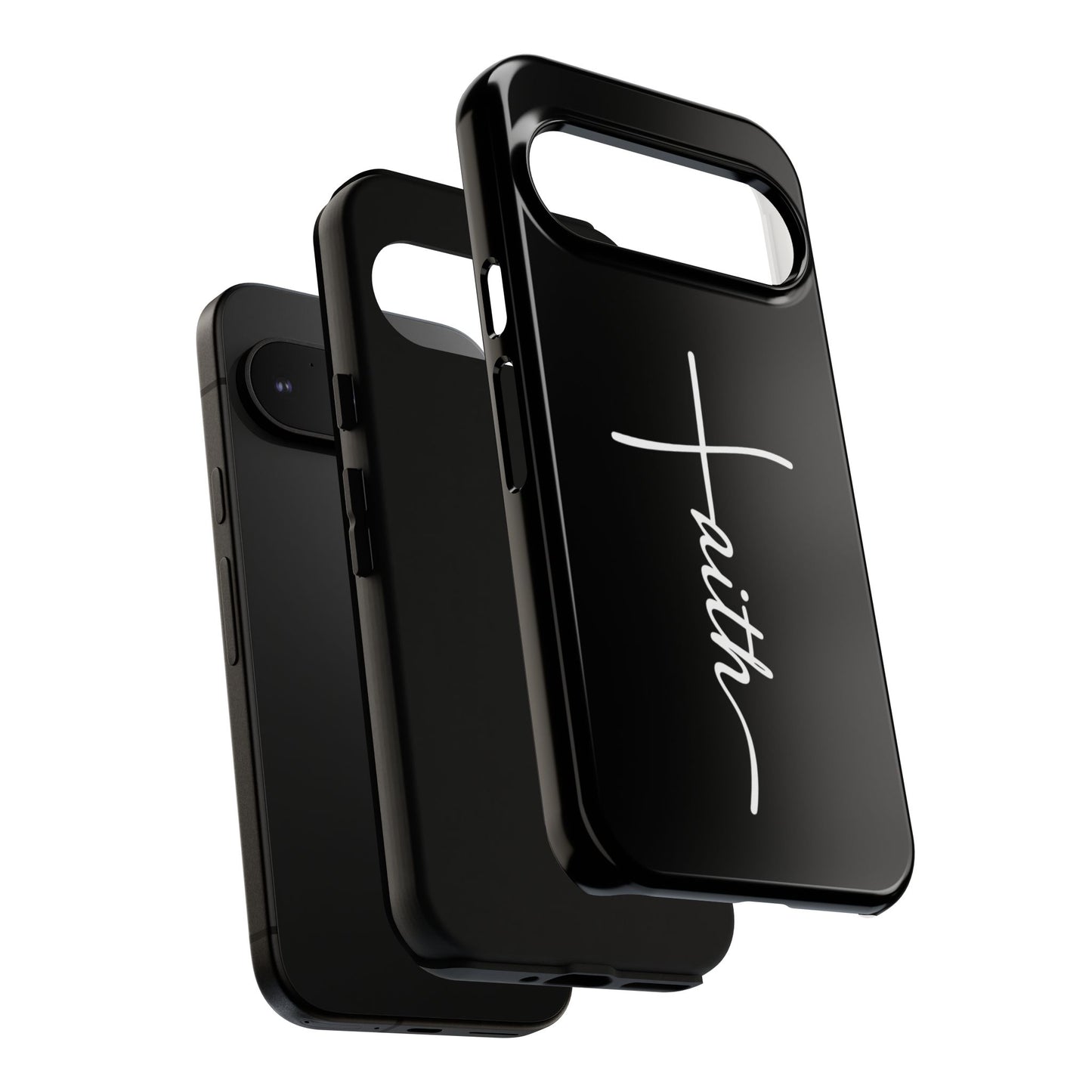 Faith Cross Phone Case, Christian Aesthetic Minimalist Black Matte Case, Religious Gift iPhone Samsung Cover