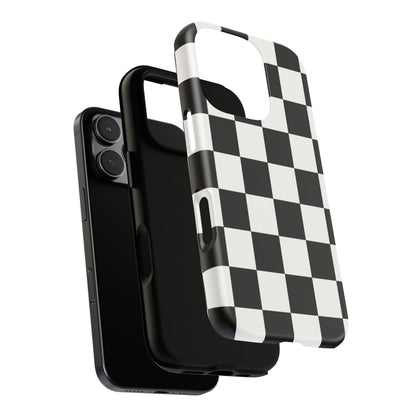 Black & White Checkerboard Phone Case – Classic Aesthetic Tough Protective Case for Iphone, Samsung Galaxy and Pixel