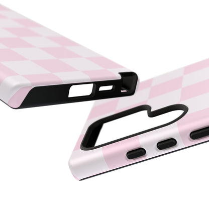 Light Pink Checkerboard Phone Case | Pastel Aesthetic Checkered iPhone & Samsung Tough Case