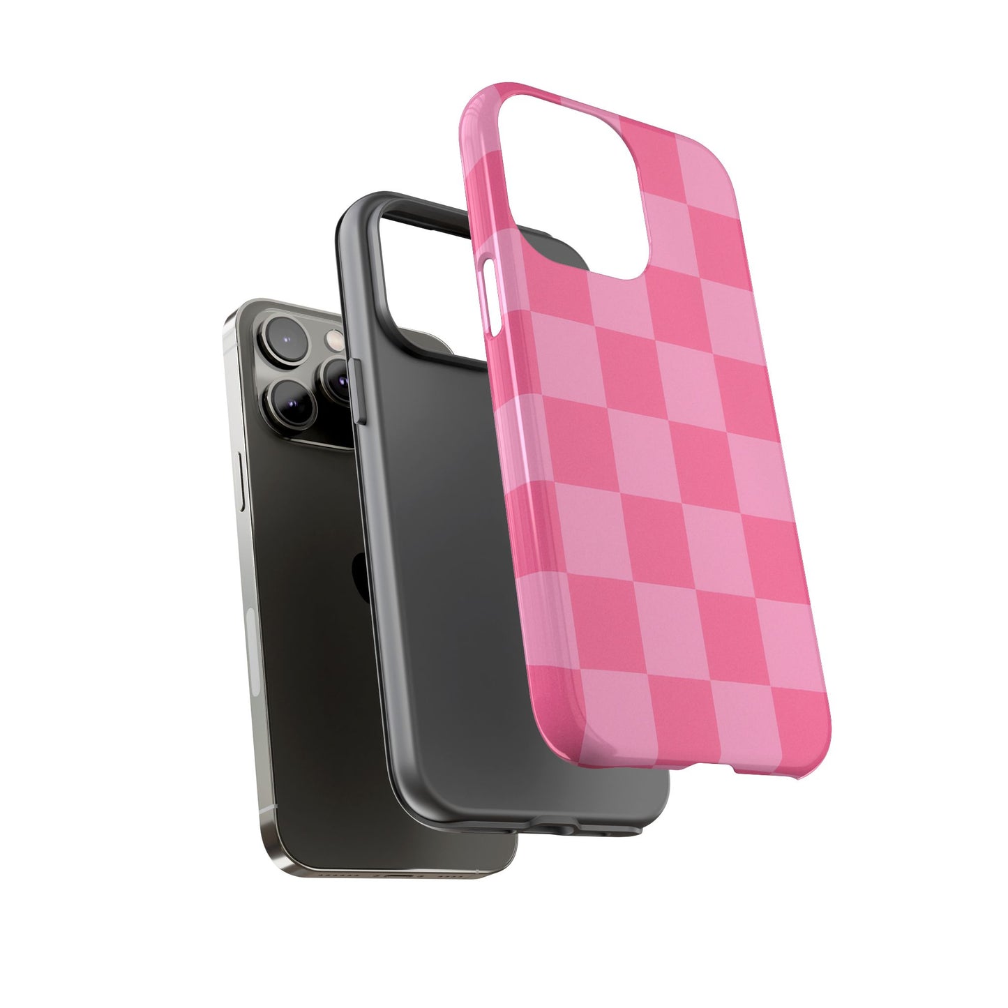 Pink Checkerboard Phone Case – Cute Aesthetic Tough Case for iPhone & Samsung