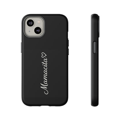 Mamacita Script Phone Case | Minimal Black Tough Case | Sleek Aesthetic Cover