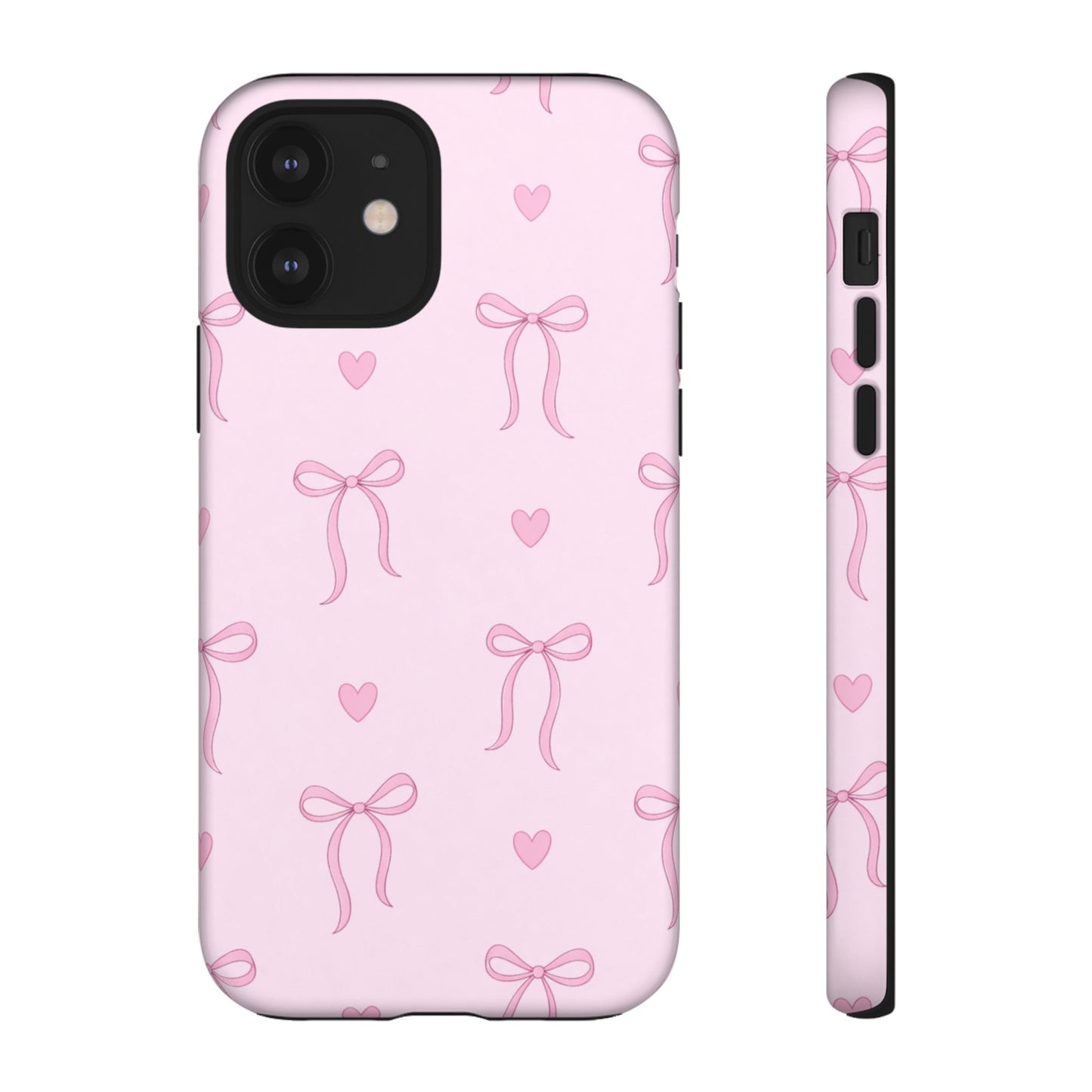 Pink Bow Heart Aesthetic Phone Case – Coquette Cute Tough Cover