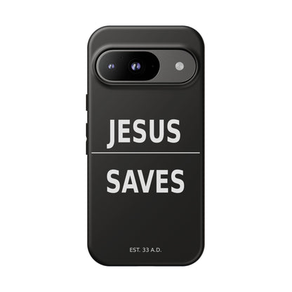 Jesus Saves Phone Case Christian Religious Minimalist Black Tough Cover